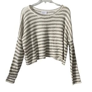 Storia‎ Anthropologie Striped Knit Cropped Sweater Women's Size Sm Oversized